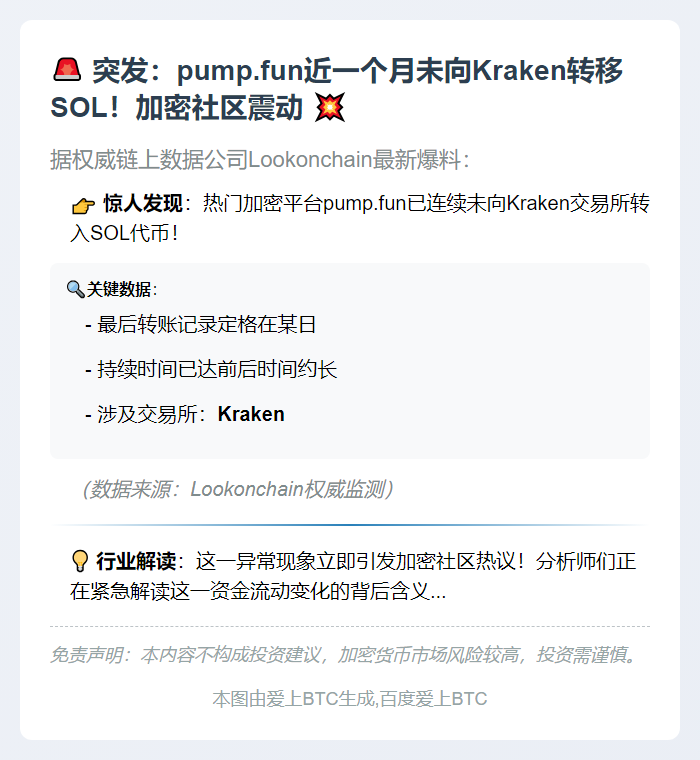"pump.fun停向Kraken转SOL超半月"