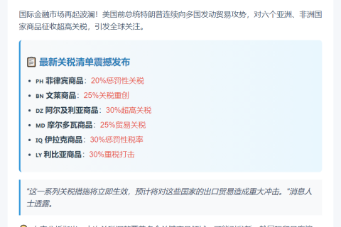 特朗普贸易函警告多国