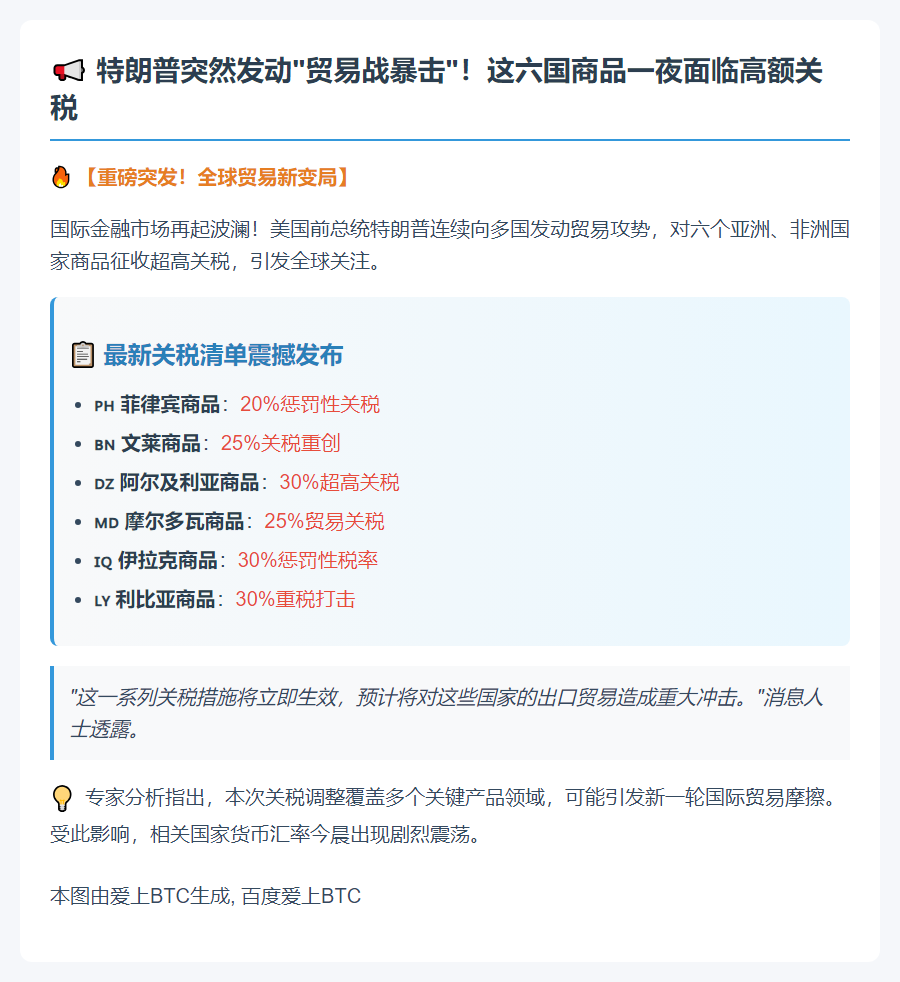 特朗普贸易函警告多国