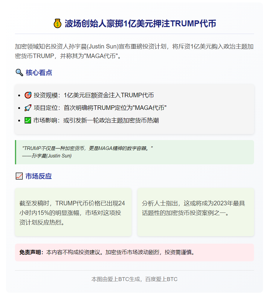 孙宇晨将购1亿美元TRUMP币 称其