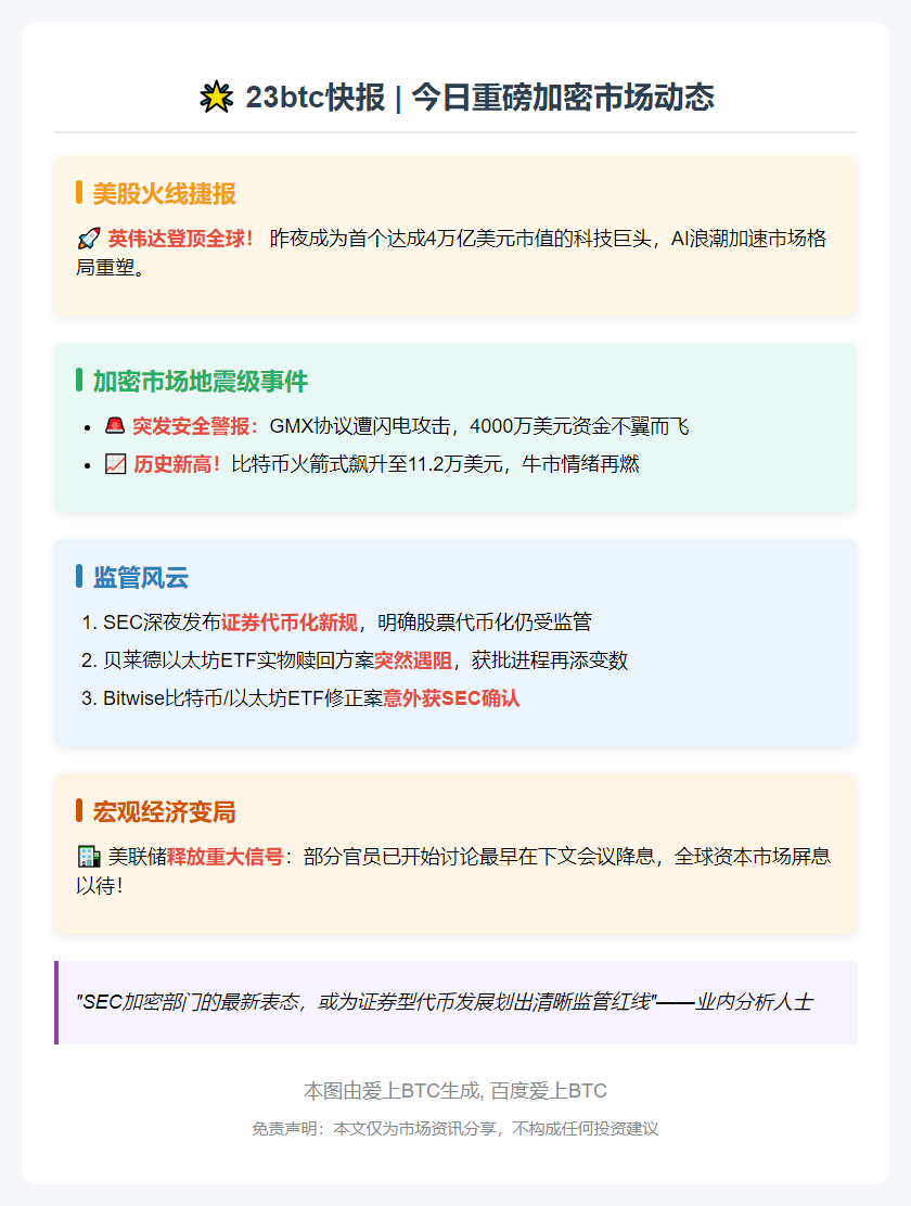 23btc晨讯 | 7月10日隔夜要闻速览