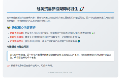 越美即将敲定贸易框架