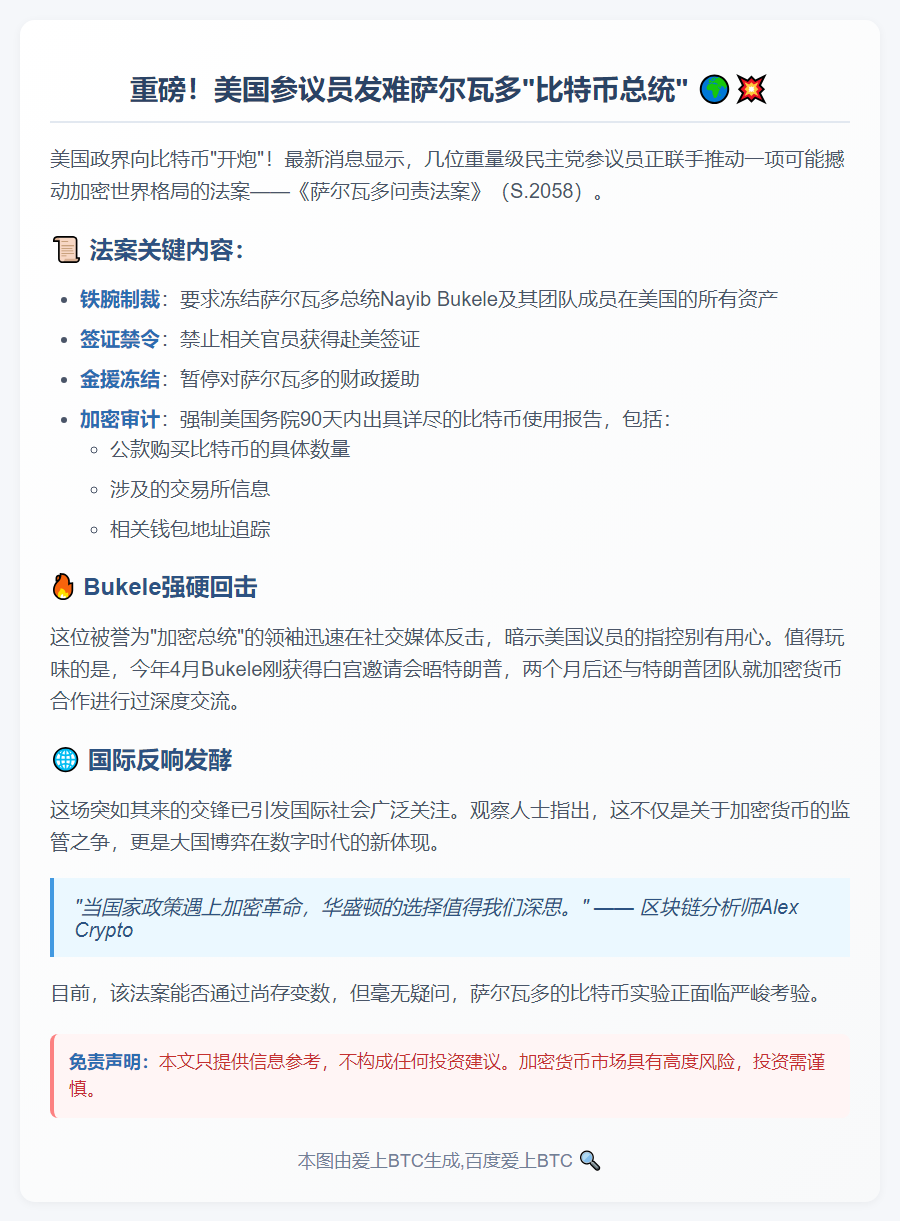 美参议员提议制裁萨尔瓦多总统