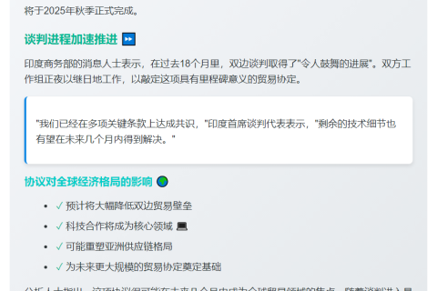 印美首阶段协议谈判2025年秋完成