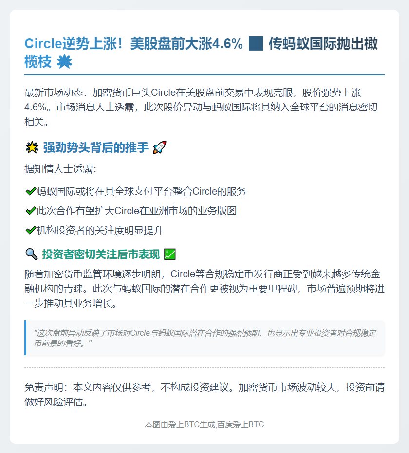 Circle美股盘前大涨4.6%