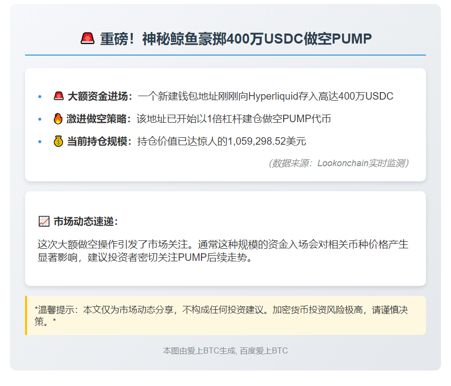 400万USDC做空PUMP