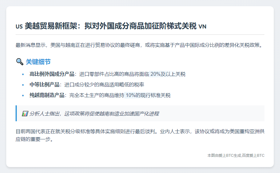 美欲对越南征收更高外资关税