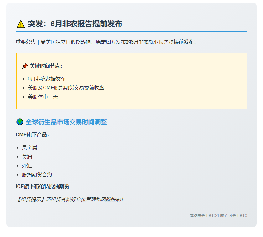 明日公布美国6月非农数据