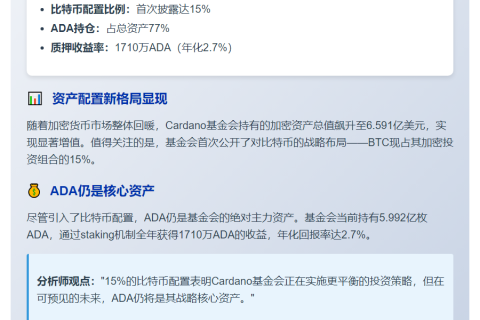 Cardano基金会持6.5亿加密资产