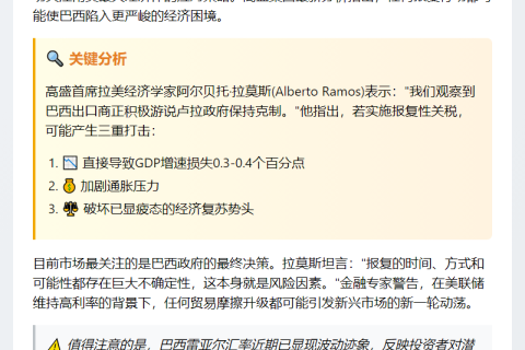 高盛：巴西关税报复或致美损失扩大