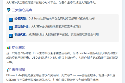 Coinbase国际站成USDe对冲平台