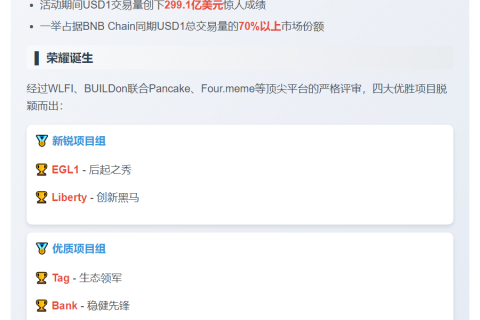 “USD1百万激励计划”圆满收官，EGL1等四团队获奖