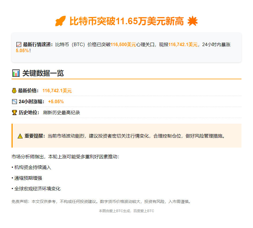 比特币破11.65万美元新高