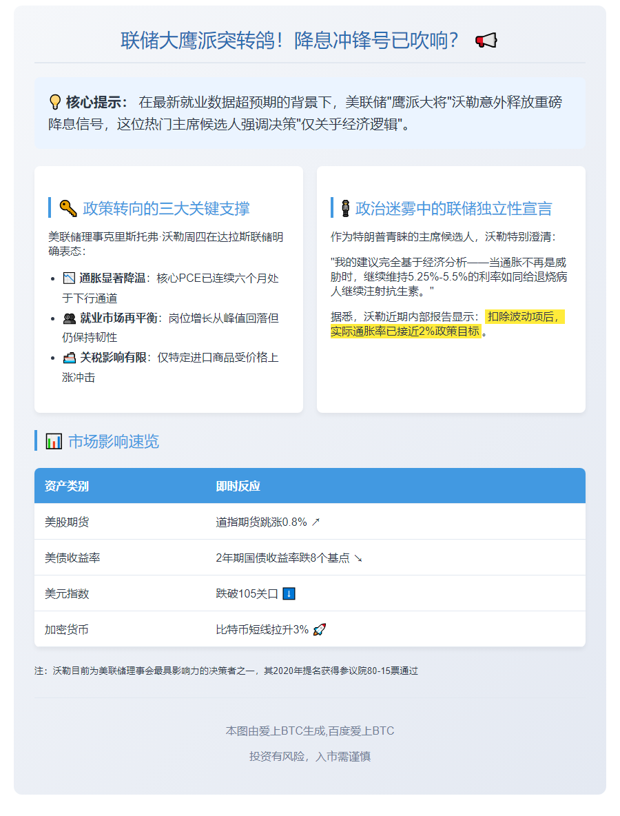 7月降息无关政治，美联储候选人沃勒力挺