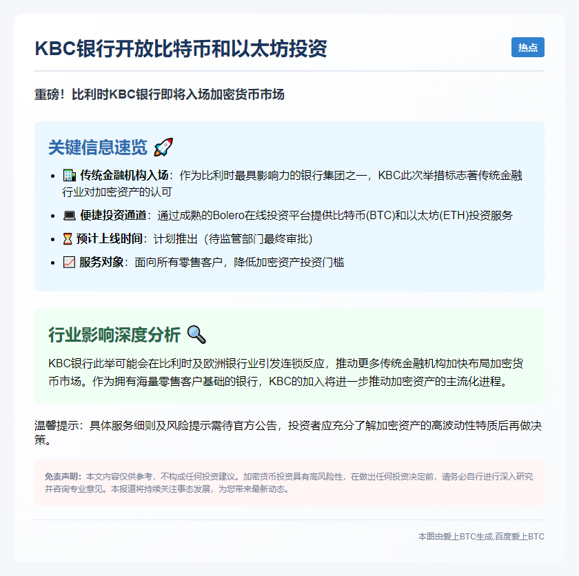 KBC银行开放比特币和以太坊投资