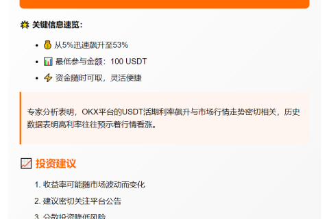 OKX活期USDT理财收益达53%