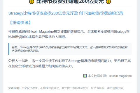 比特币投资狂赚逾280亿美元