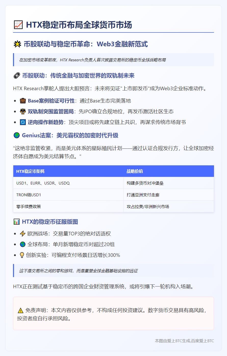 HTX稳定币布局全球货币市场
