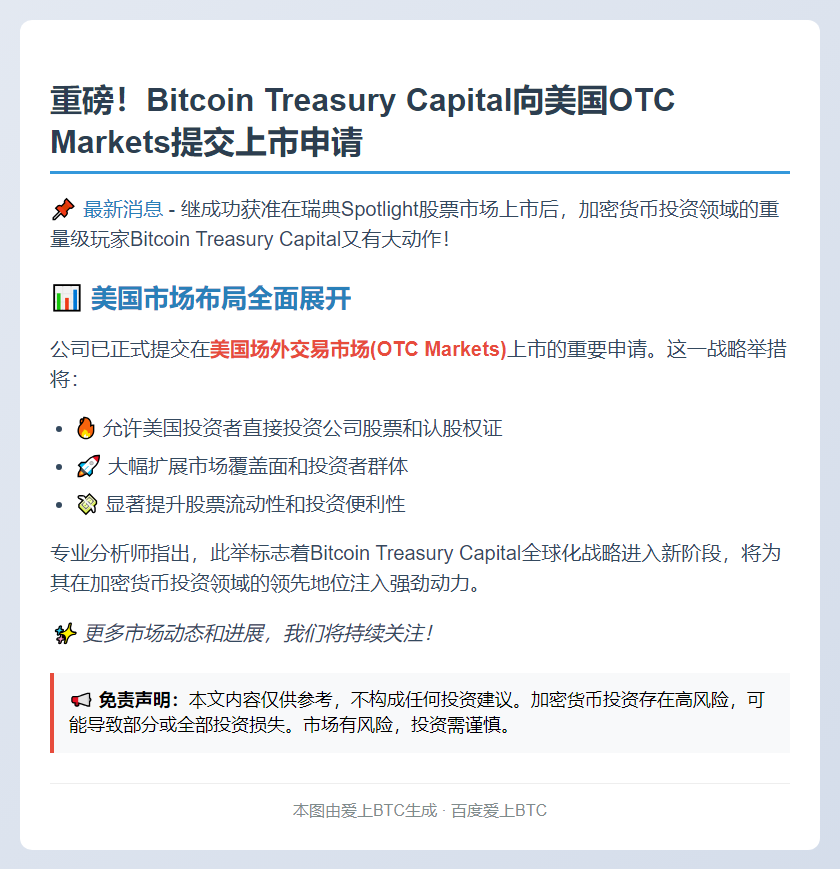 比特币基金申请在美OTC上市