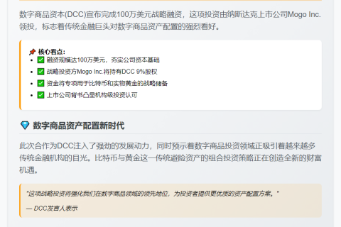 比特币黄金公司Digital Commodities融资100万美元