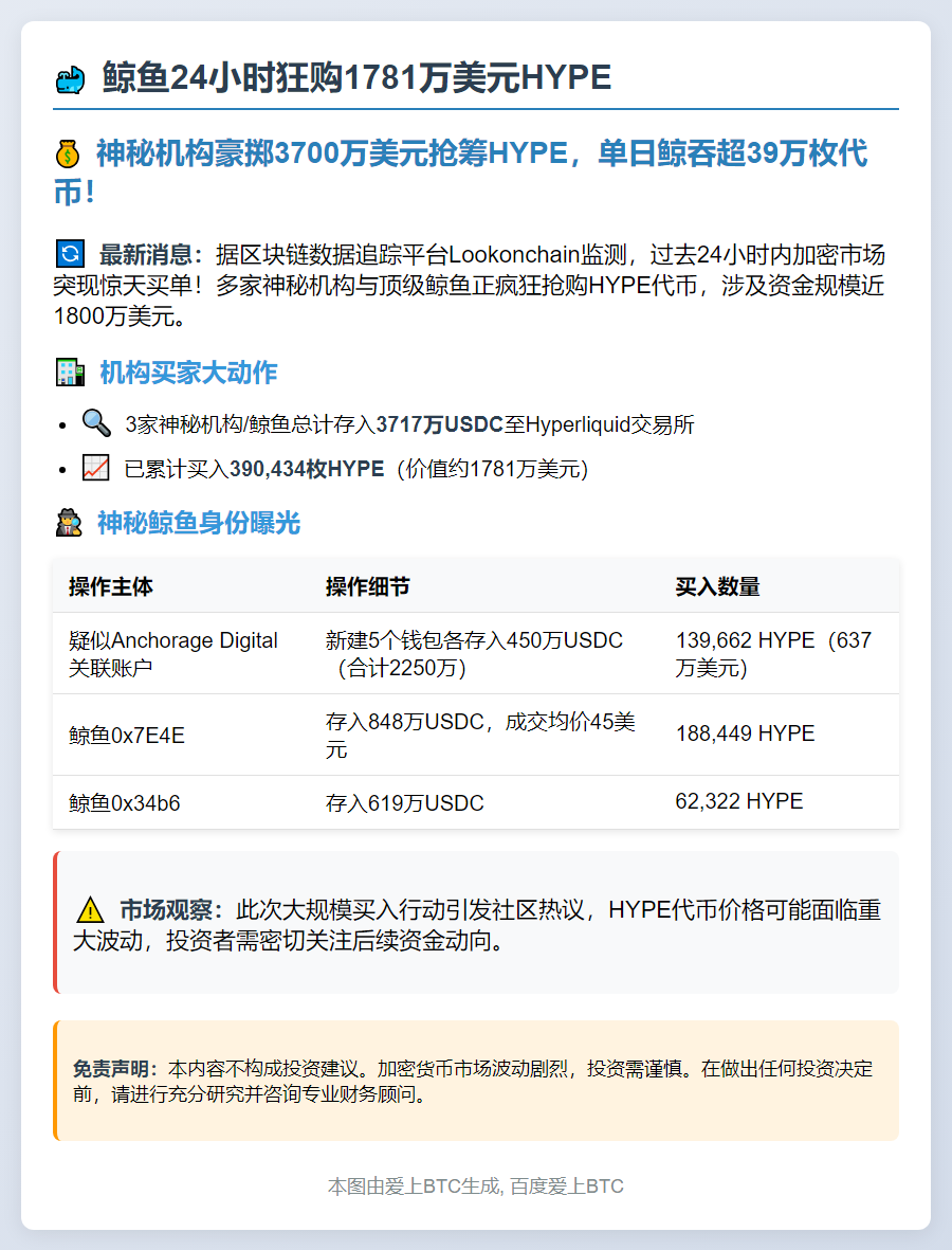 鲸鱼24小时狂购1781万美元HYPE