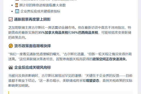 古尔斯比：关税或延缓美联储降息