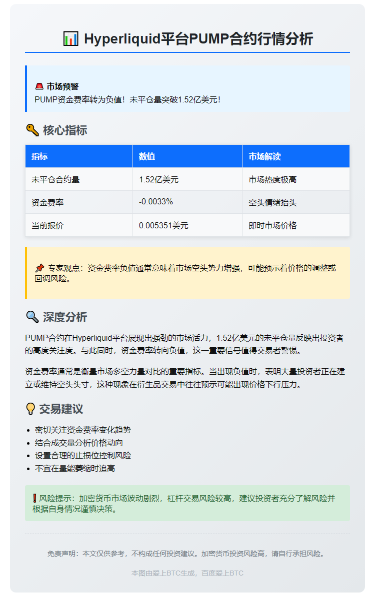 PUMP未平仓量1.52亿 资金费率偏空