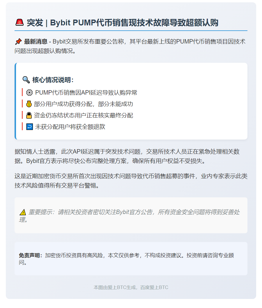"Bybit PUMP代币销售超额认购因API延迟"