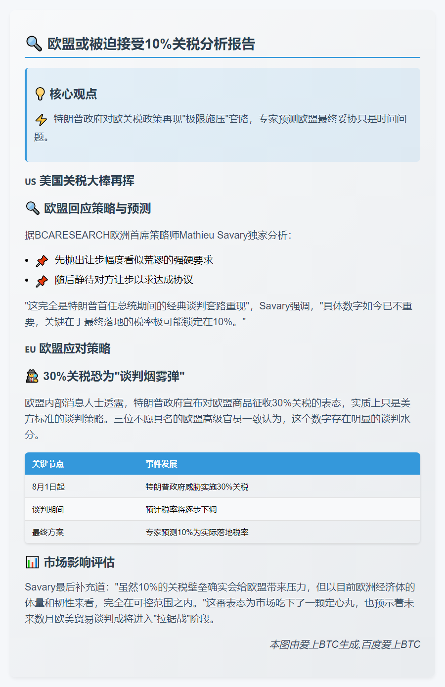 欧盟或被迫接受10%关税