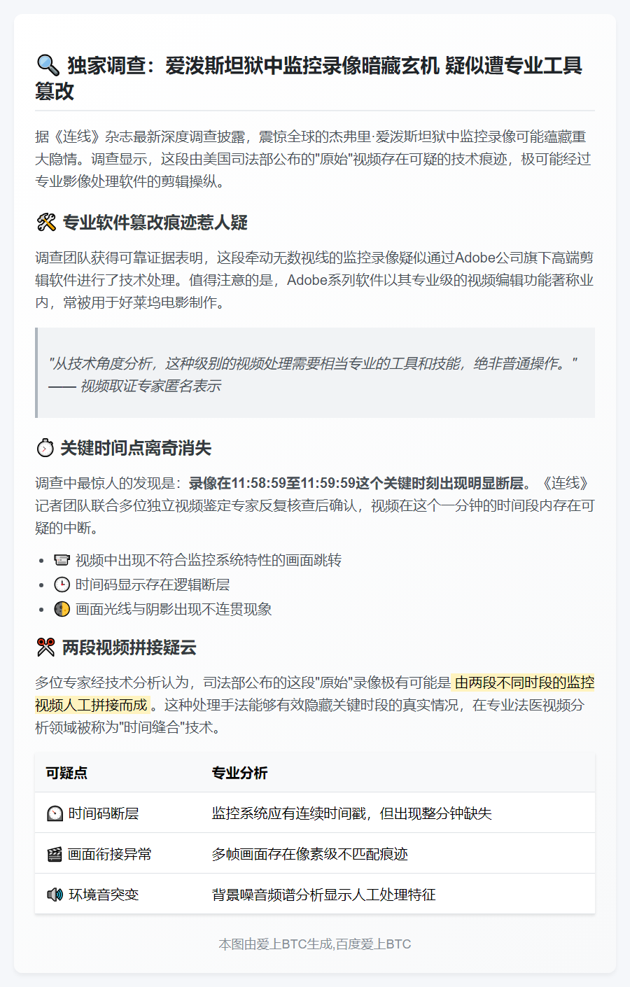 美司法部爱泼斯坦视频遭篡改