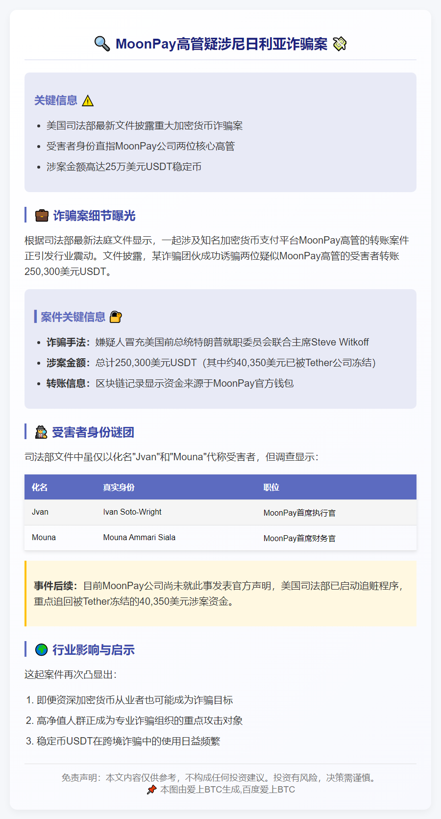 MoonPay高管疑涉尼日利亚诈骗案