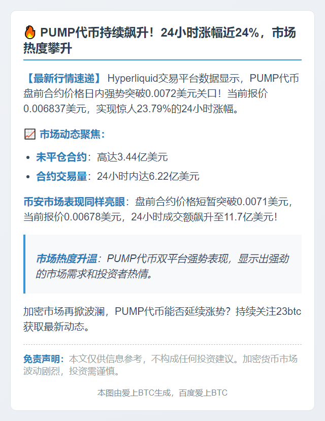PUMP盘前涨24%破0.0072美元