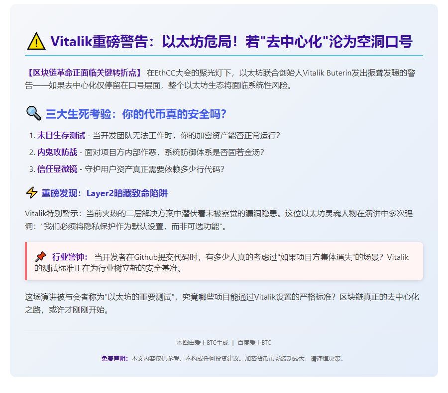 Vitalik：ETH遇险的隐患是口号式去中心化