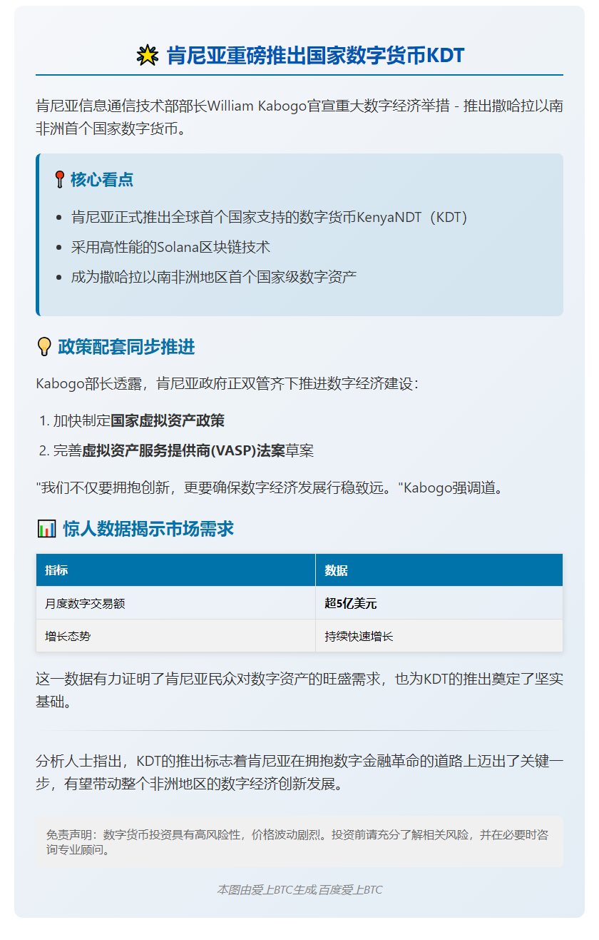 肯尼亚内阁秘书支持 KDT 项目