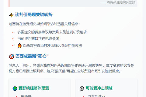白宫顾问：未改良协议将执行特朗普关税威胁