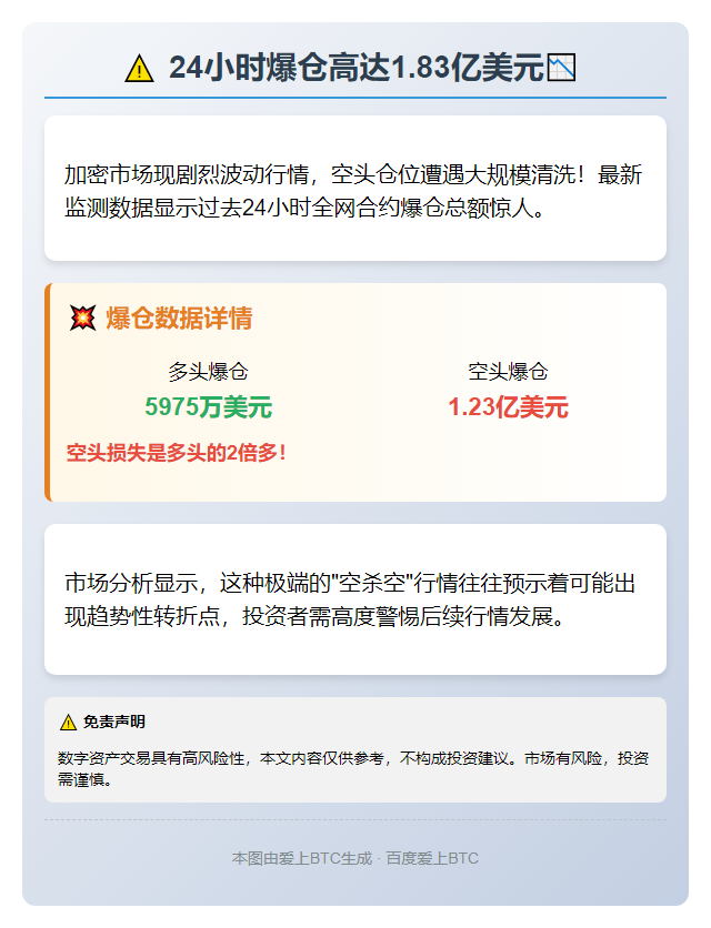 24小时爆仓1.83亿 空单主导