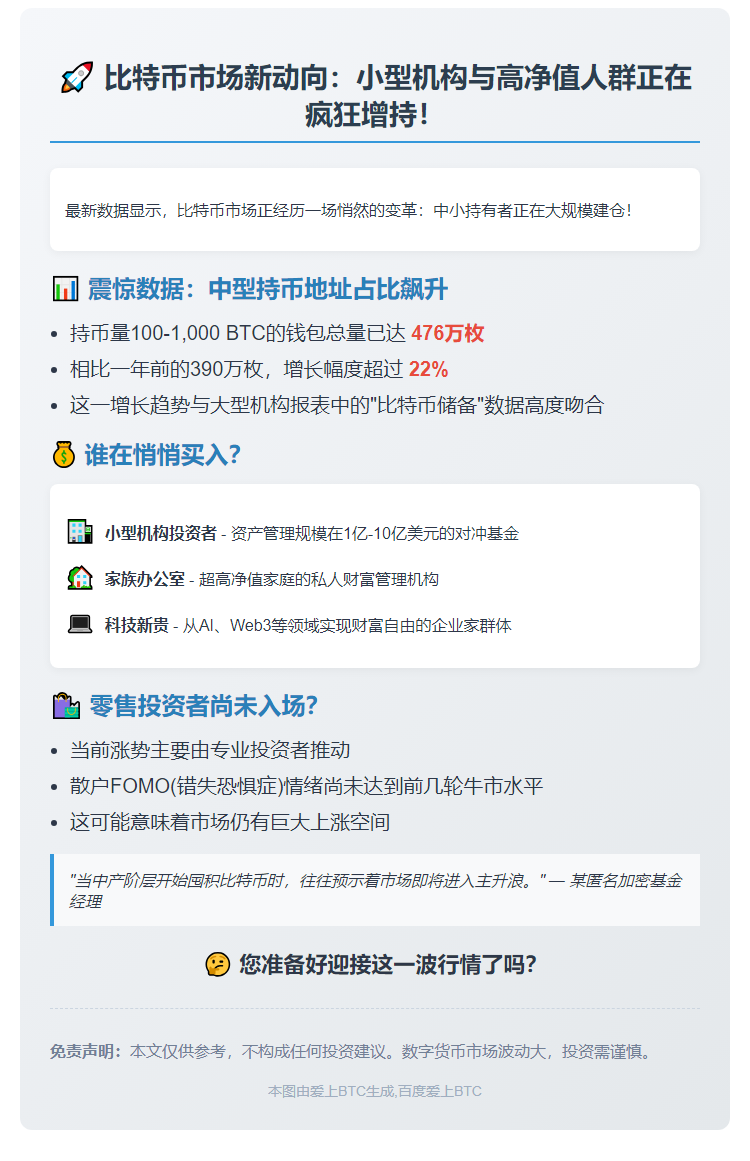 小型机构、基金及富人加速囤积比特币