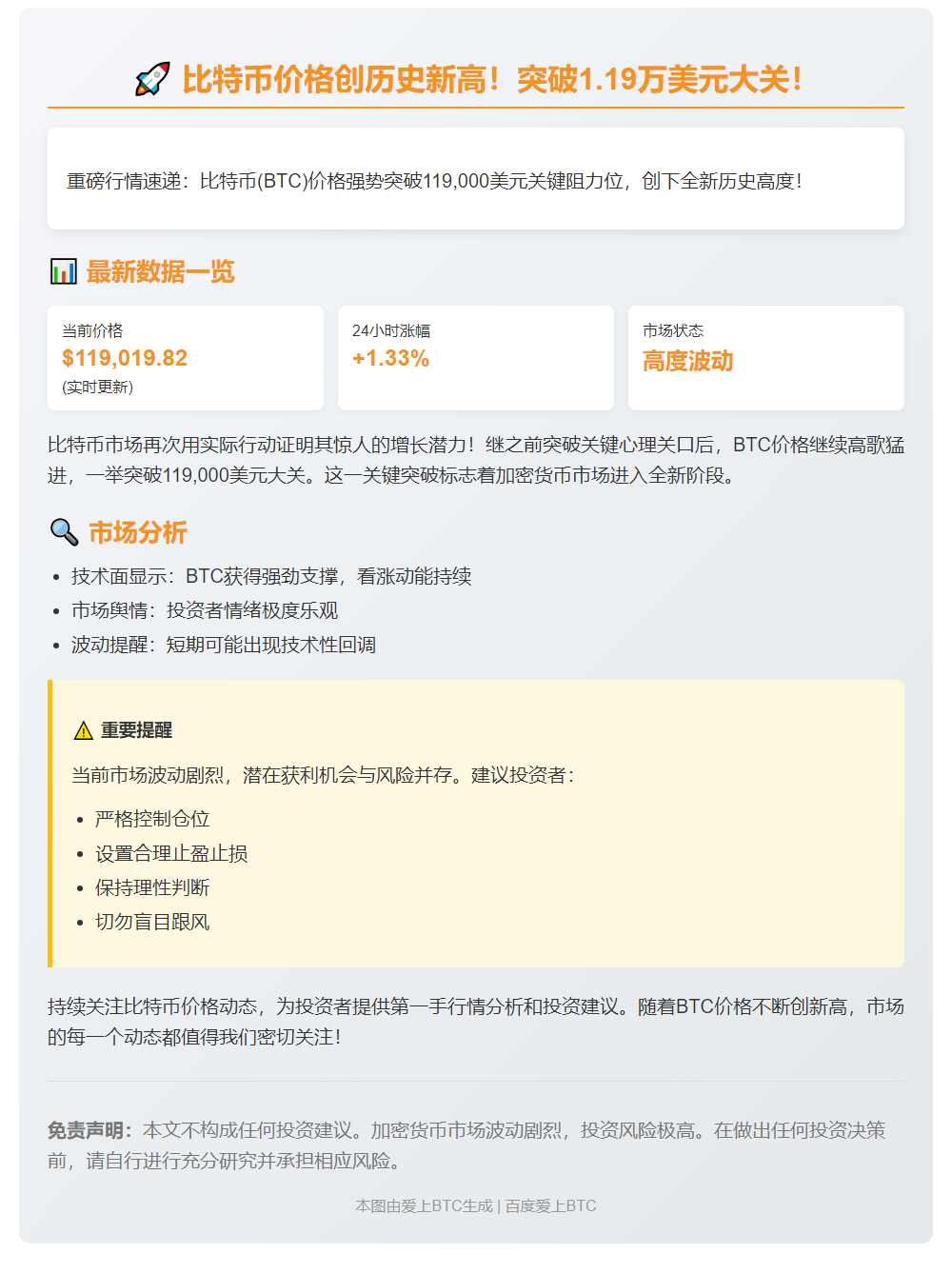 BTC冲破11.9万美元