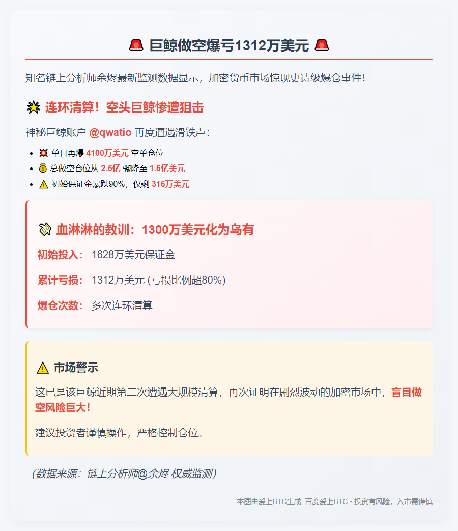 巨鲸做空爆亏1312万美元