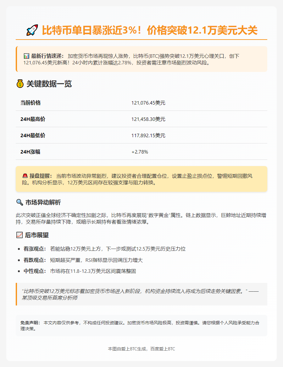 BTC突破12.1万美元