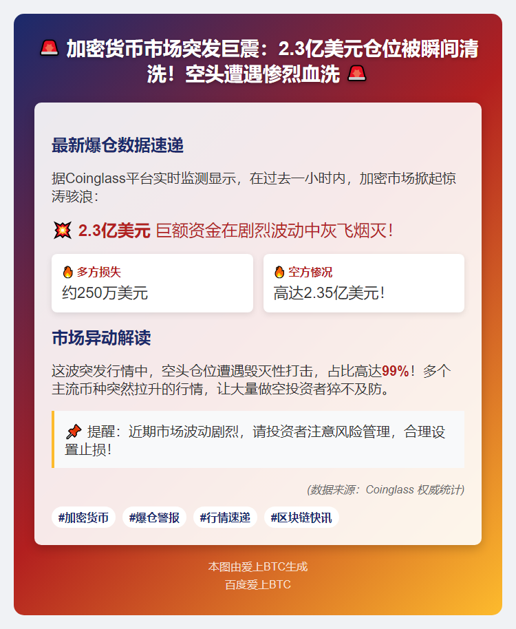 1小时爆仓2.3亿 空单遭重创