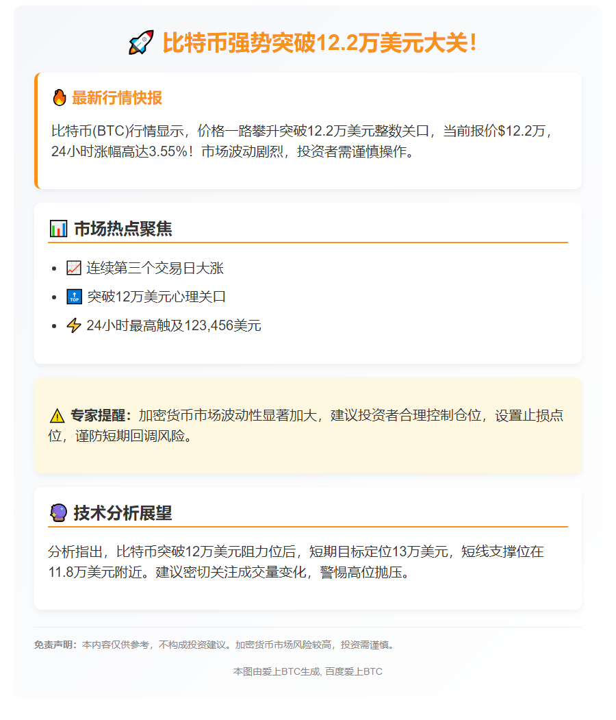 比特币破12.2万美元