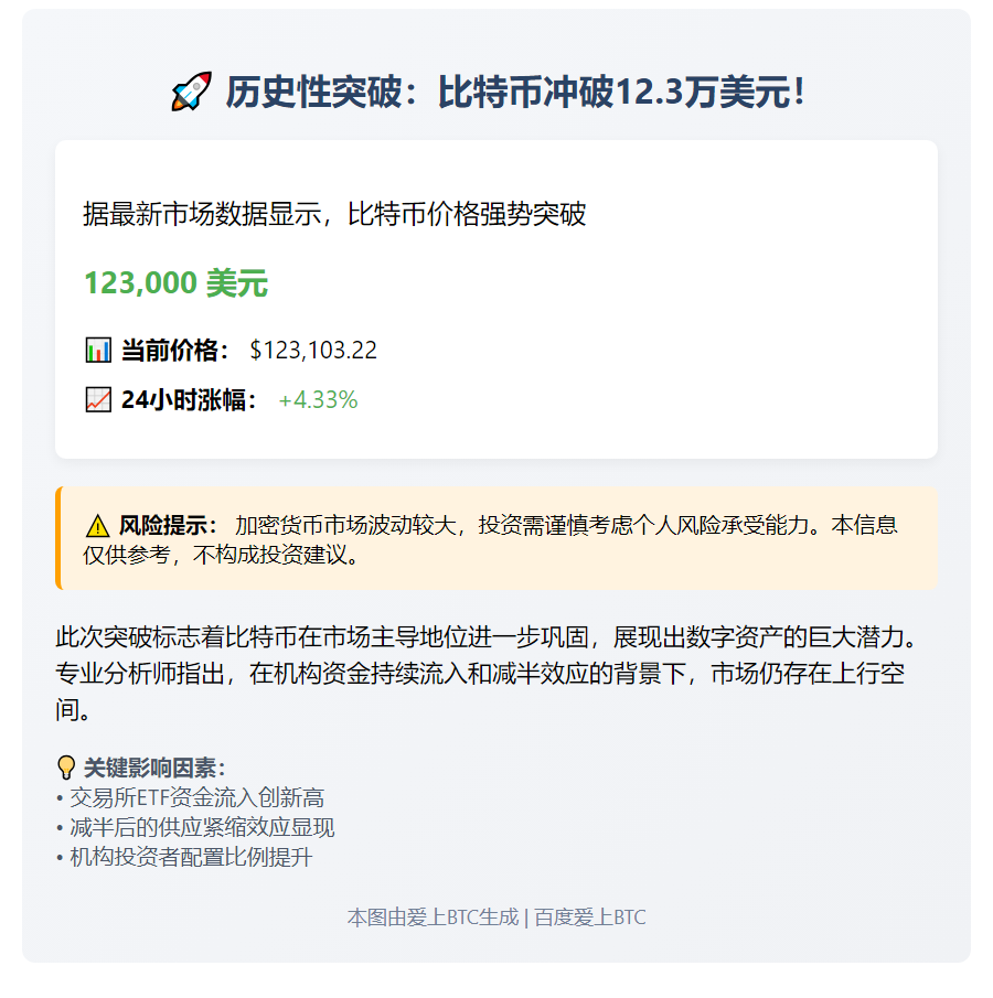 比特币突破12.3万美元