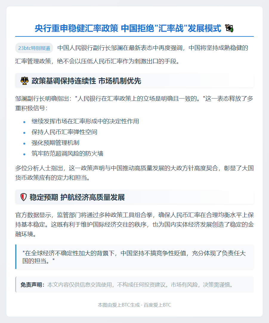 央行副行长：中国不靠汇率贬值获取竞争优势