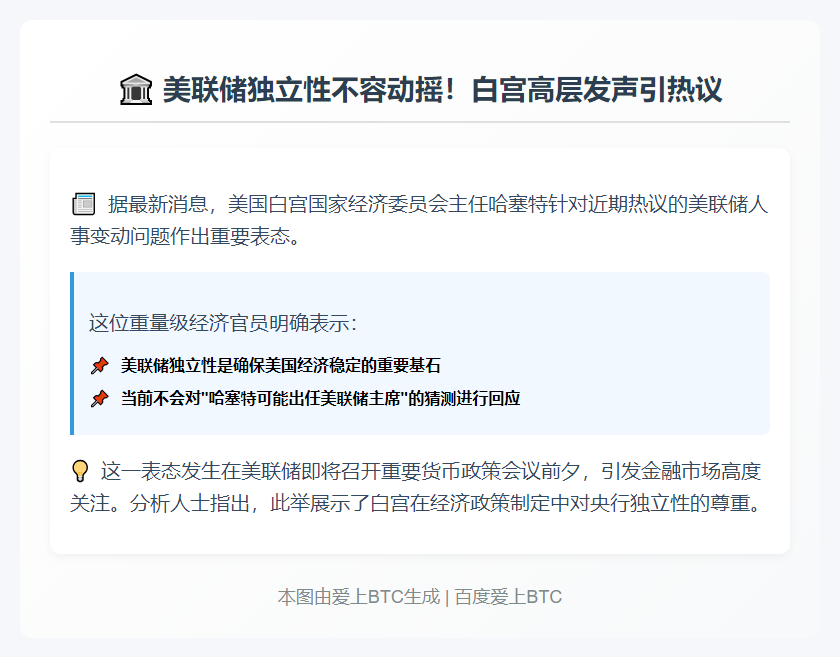 白宫官员：美联储需保持独立