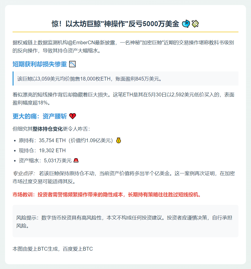 巨鲸 ETH 交易亏损 5031 万美元