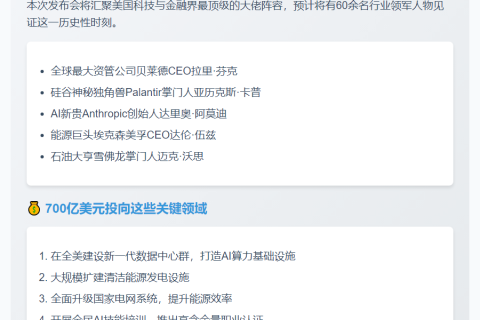 特朗普宣布700亿AI能源投资