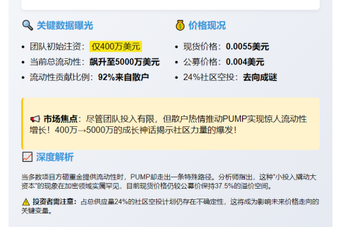 PUMP流动性仅增400万，总额达5000万