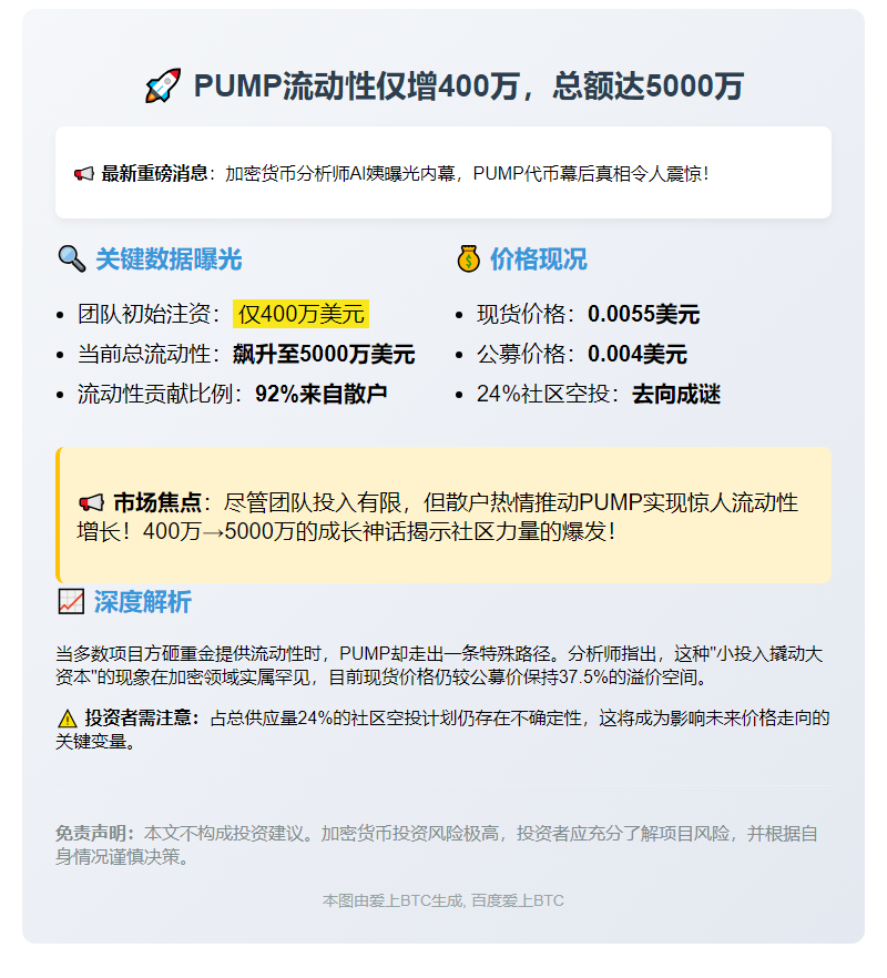 PUMP流动性仅增400万，总额达5000万