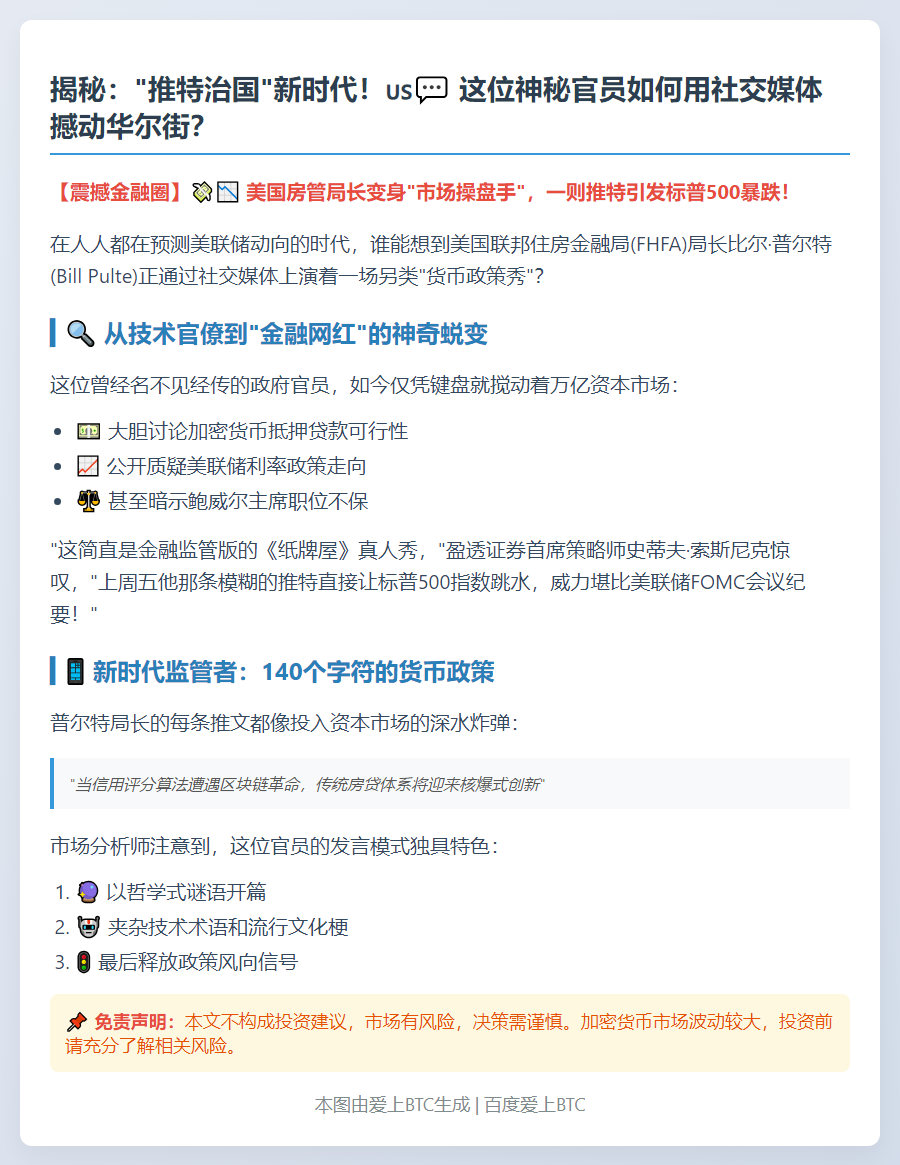 特朗普任命的房管局长发帖搅动市场